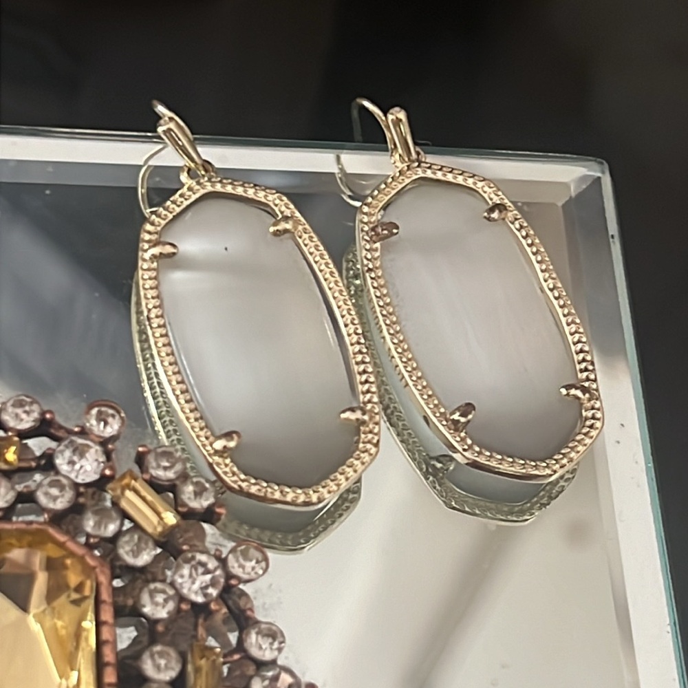 Kendra Scott Elle Slate Cat's Eye Gold Drop Earrings